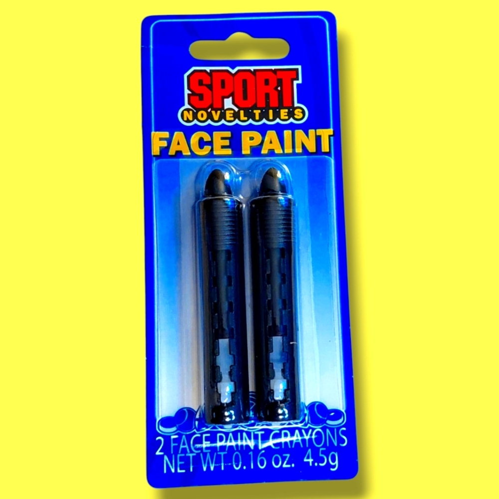 Sport Novelties | Black Face Paint | 2 Face Paint Crayons | NEW | NWT |